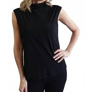 NEW SOFT WORKS mock neck sleeveless top in black